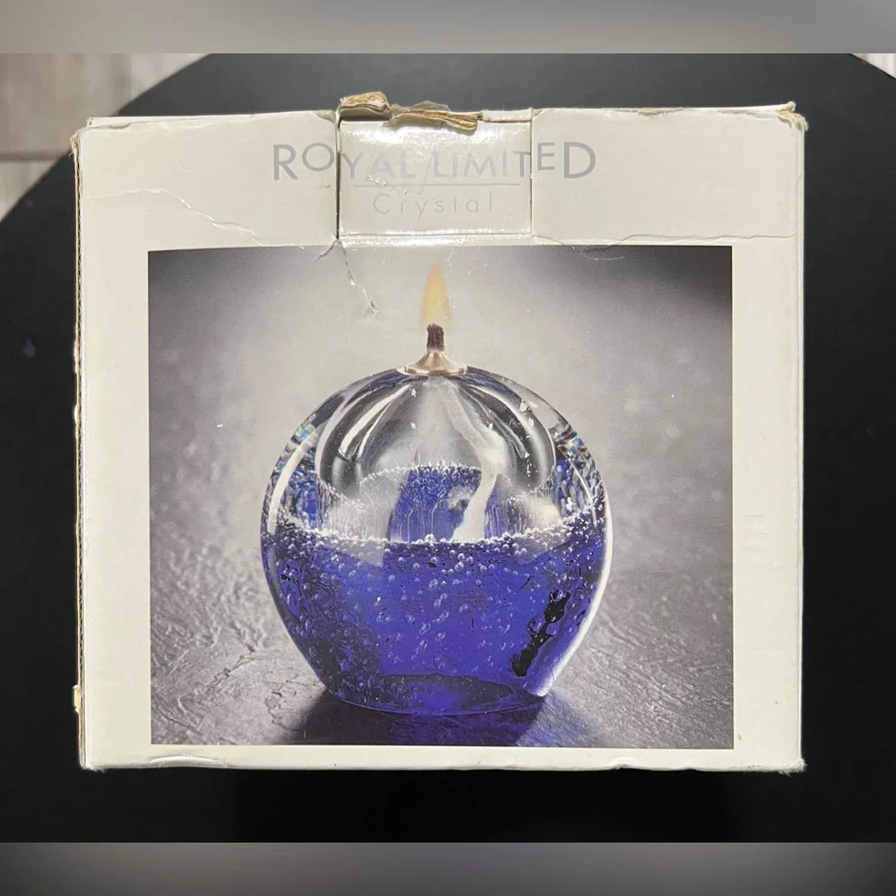 Vintage New in Box Royal Limited Crystal Oil Lamp Complete Set Home Decor